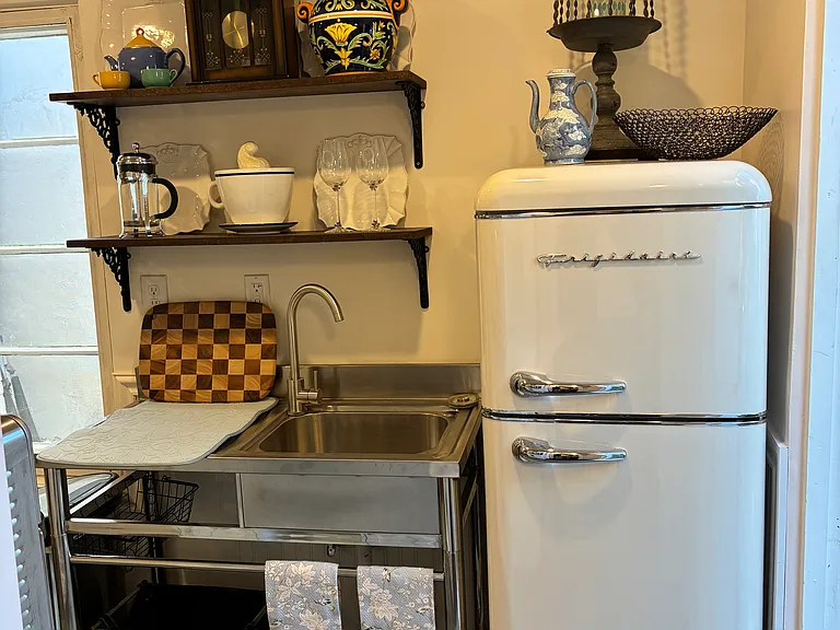 Kitchen Area with Sink and Refrigerator