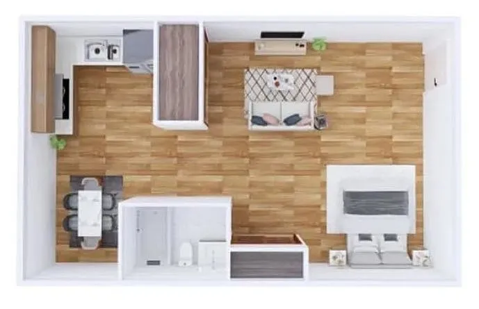 Floor plan Studio Upgraded