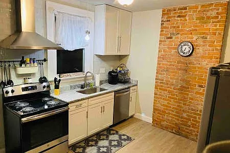 Kitchen with stainless steel appliances