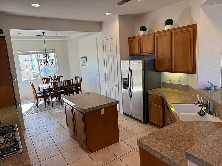Kitchen with view of dining area