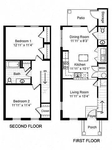 Floor plan Two Bedroom Townhome