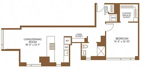 Floor plan 1 Bed 1 Bath