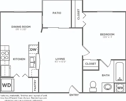 A1P | 1 bed 1 bath | 608 sq ft A1P | 1 bed 1 bath | 608 sq ft