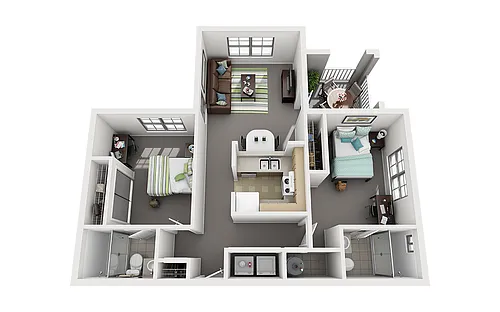 Floor plan 2x2 Split Flooring