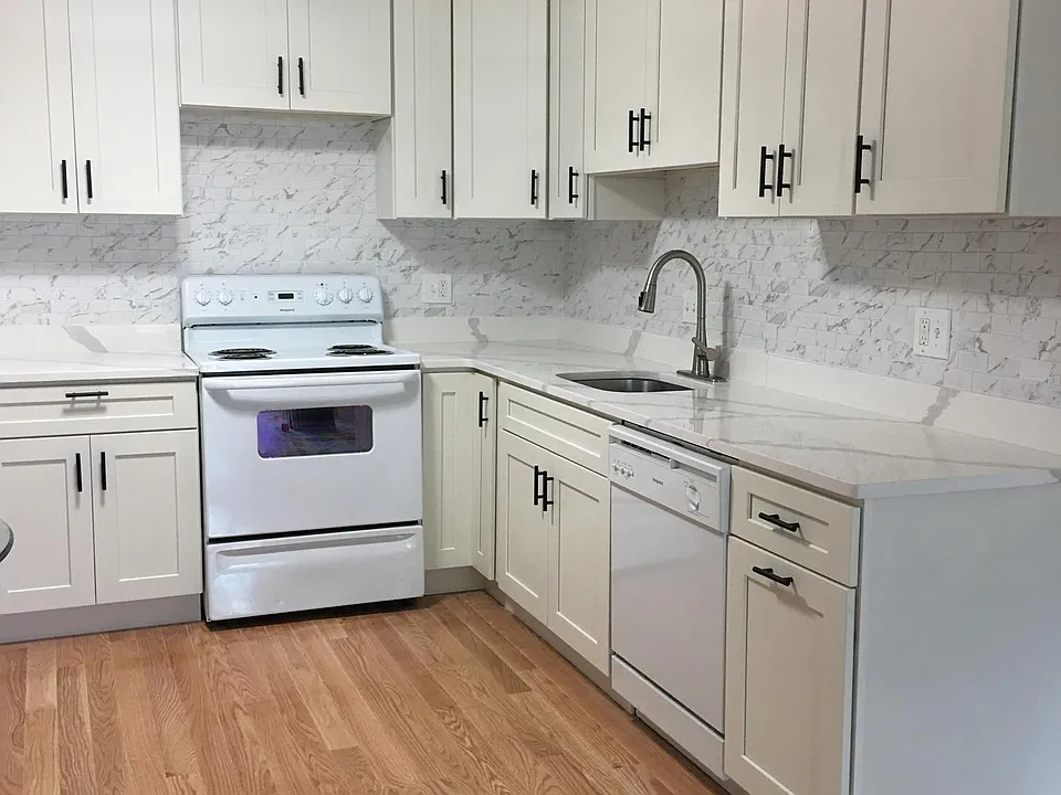 Beautiful Quartz countertop and stainless steel hardware