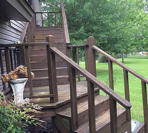 Stairs to above living area.