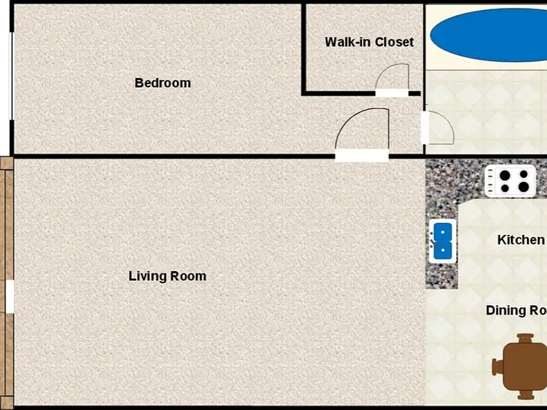 Floor Plan: 1 Bedroom 1 Bath, 575 sq. Ft