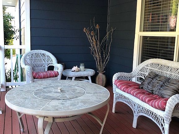 cozy sitting area on front porch