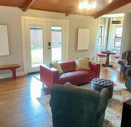 View of the living space from the kitchen