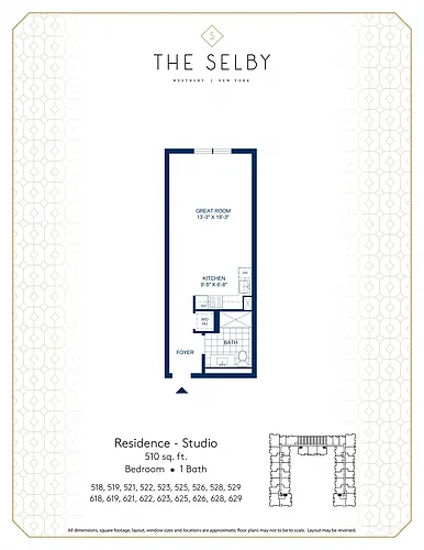 Floor plan Studio - 1 Bath