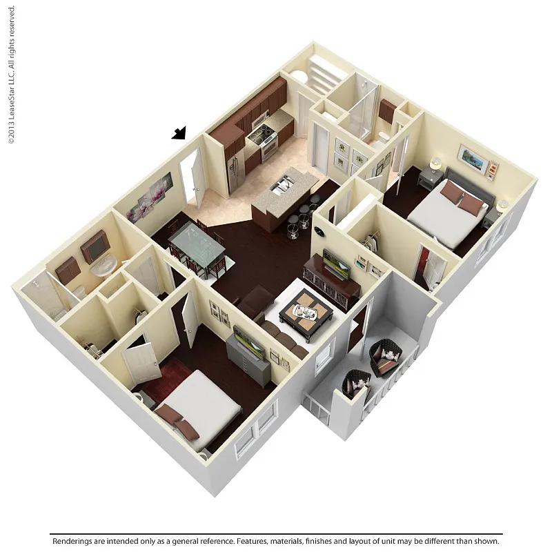 Floor plan 2 Bedroom 2 Bath - Deluxe