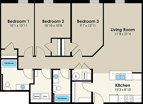 Floor plan 2309 Knapp 3bd - Large