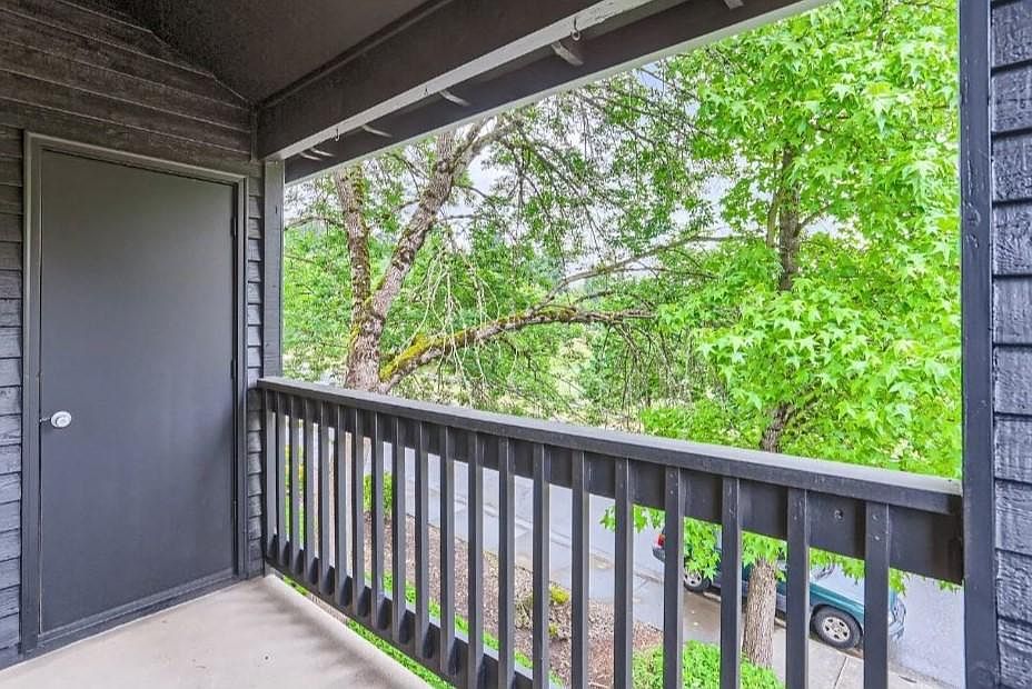 Private balcony with large storage unit