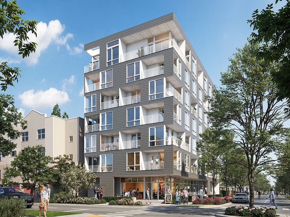 Experience the modern elegance of Anker Ballard, featuring a stylish exterior and prime location in the vibrant Ballard neighborhood.