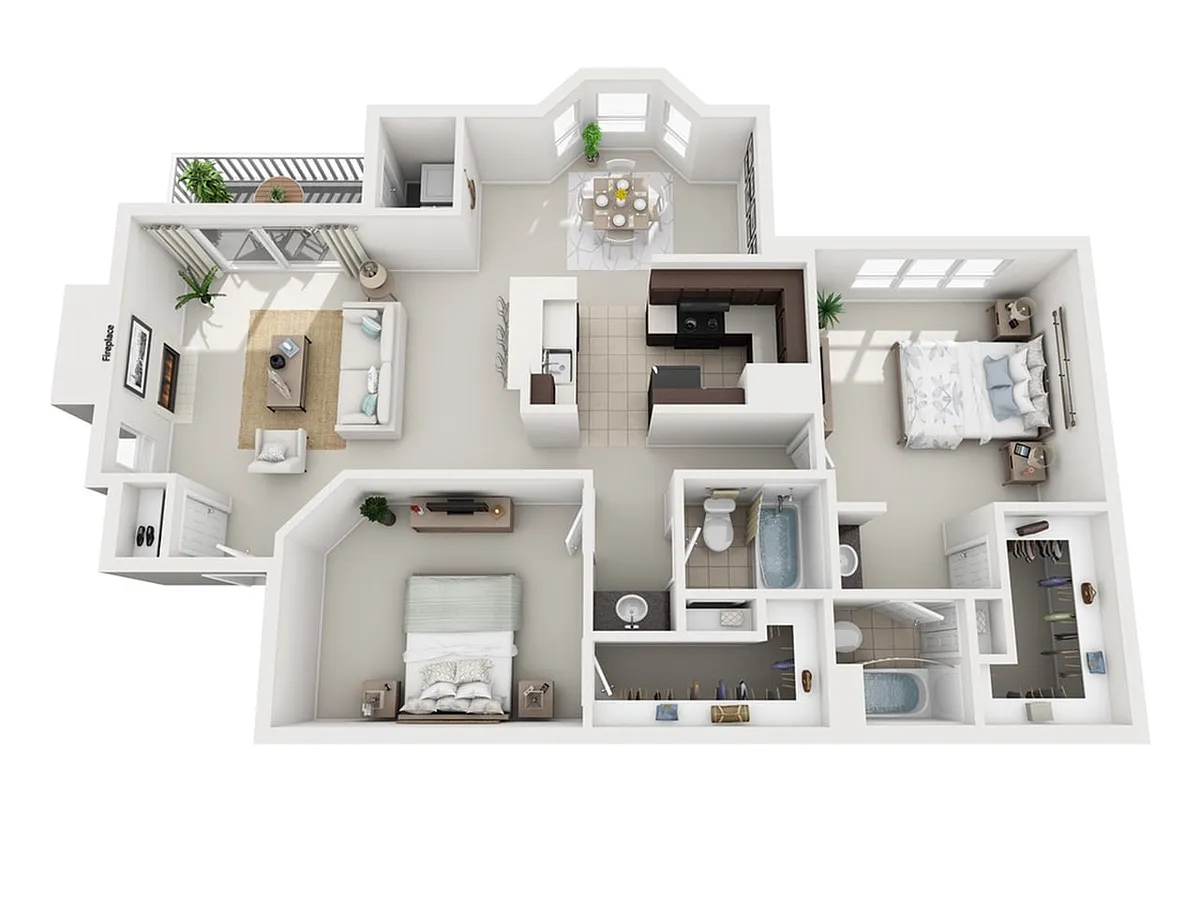 Floor plan 2 Bed, 2 Bath C (80% Income Restricted)