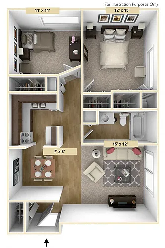 Floor plan Two Bedroom Roseland