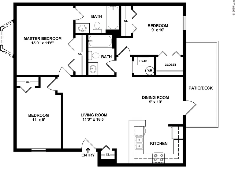3 Bedroom, 2 Bath: Beds - 3: Baths - 2: SqFt Range - 1100 to 1100