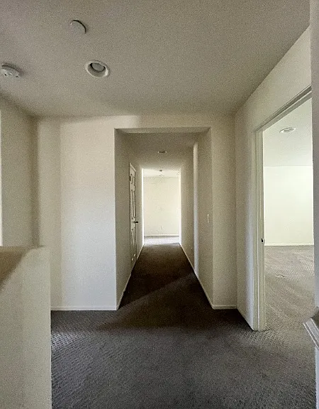 Upstair Hallway. Bonus room and Laundry to the left and Master to right. Secondary bedrooms at the end of the hallway.