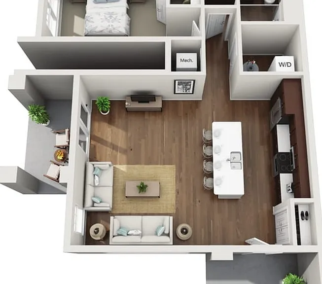 Floor Plan 1K | Drexel Ridge Apartments | Apartments in Oak Creek, WI Floor Plan 1K | Drexel Ridge Apartments | Apartments in Oak Creek, WI