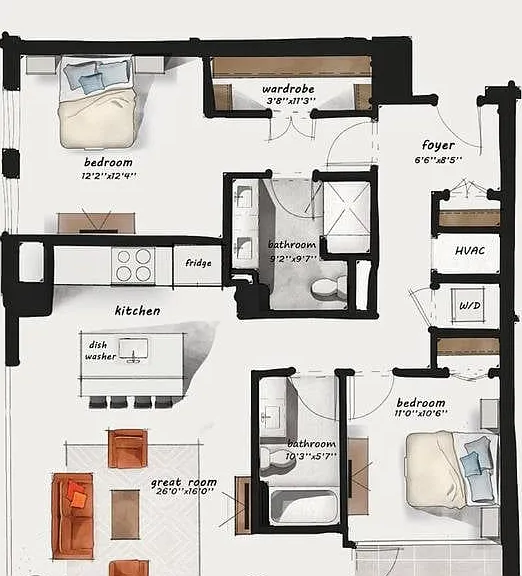 C5 | 2 Bed 2 Bath 1,271 square feet C5 | 2 Bed 2 Bath 1,271 square feet