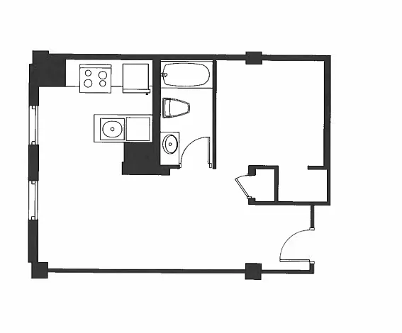 Floor plan 1 Bed 1 Bath - A1C