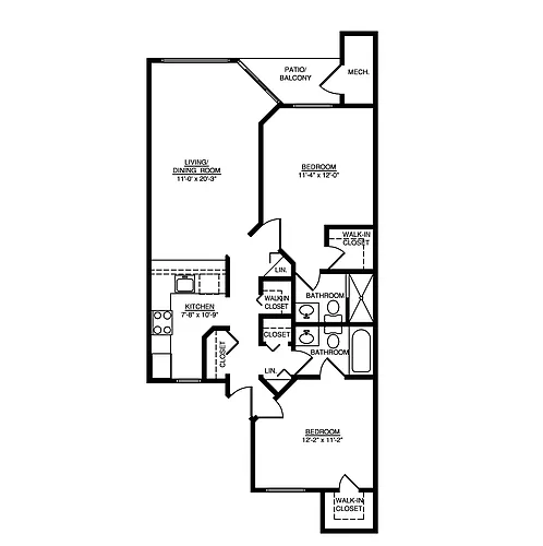 Floor plan 2 Bedroom 2 Bathroom