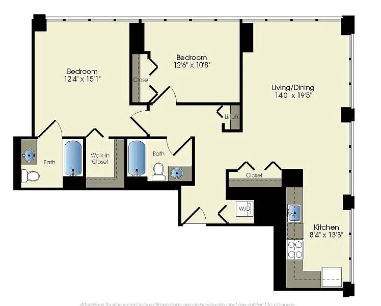 Floor plan 2 bedroom / 2 bath (T05)