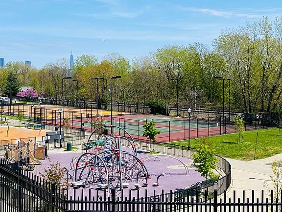 The tennis courts and basket cours