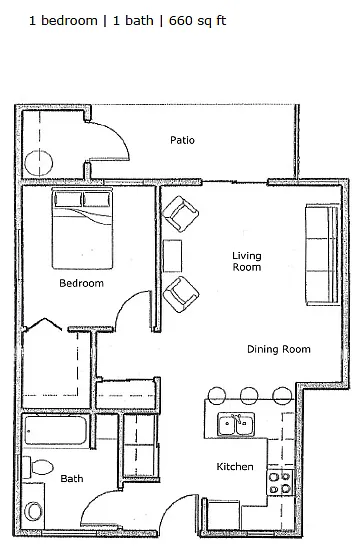 Floor plan Prairie View 1x1