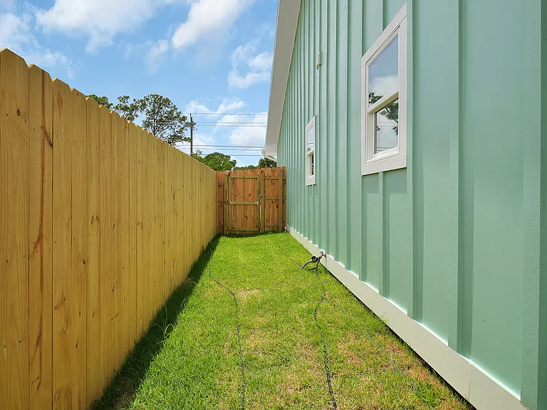 Private fenced side yard and gate