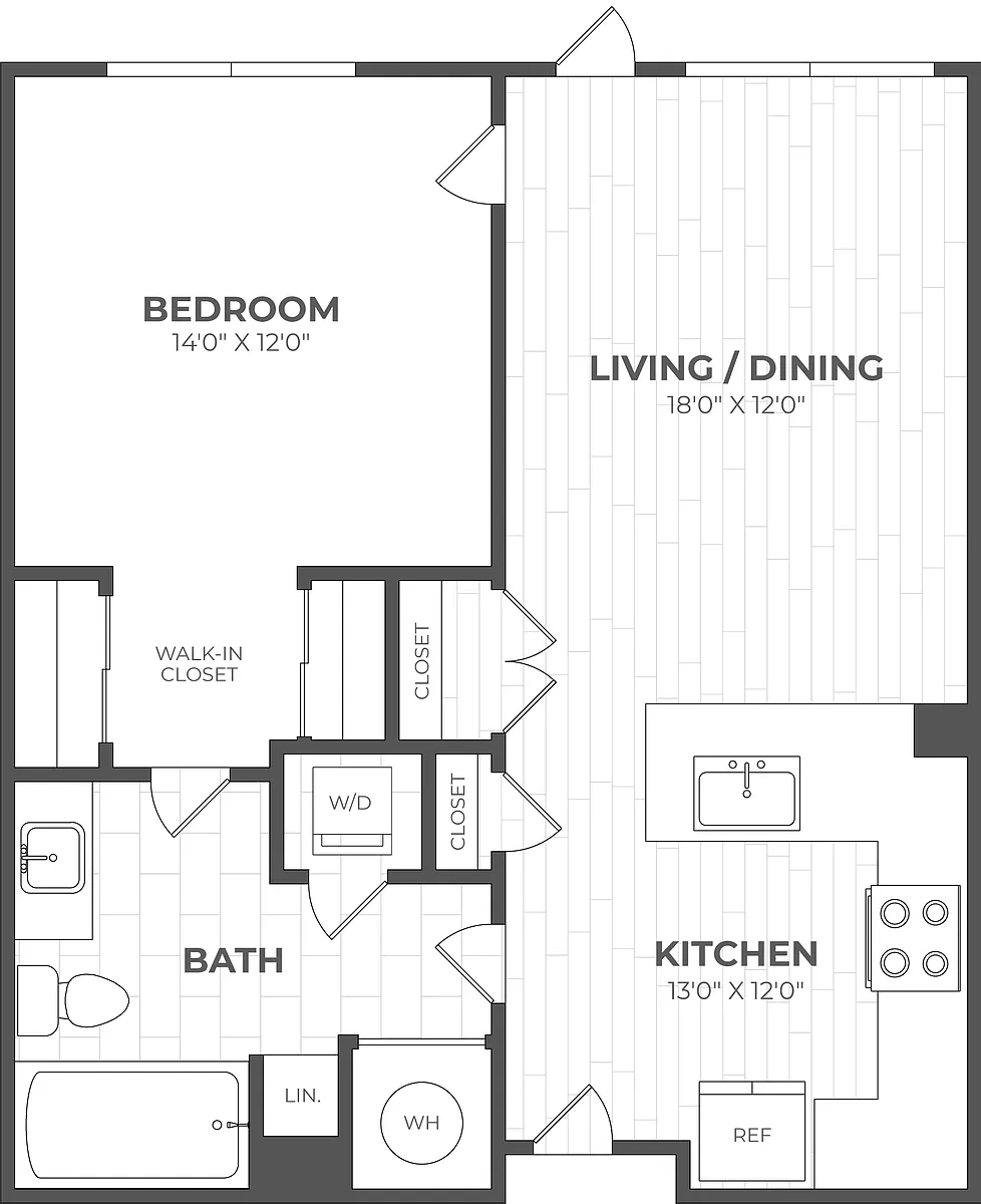 Floor plan 1 Bed/1 Bath-1C