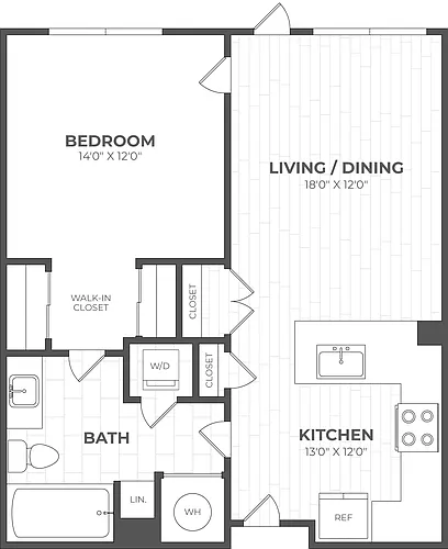 Floor plan 1 Bed/1 Bath-1C