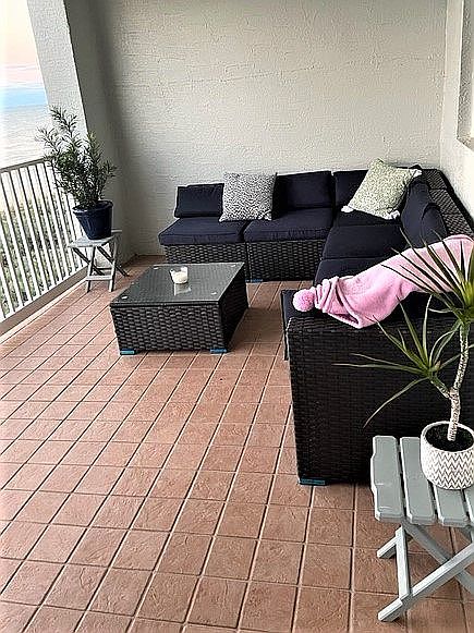 tiled, furnished balcony
