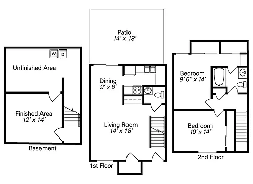 Floor plan 2-BR Townhome