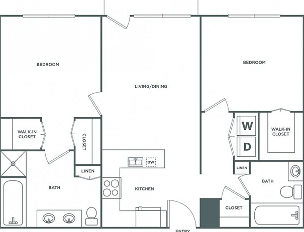 Two Bedroom Two Bath (1083 SF) Two Bedroom Two Bath (1083 SF)