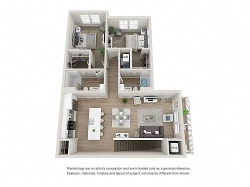 Floor plan Phase One - 2 Bedroom, 2 Bathroom Corner with Gara