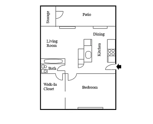 Floor plan 1 bedroom - Walk in closet
