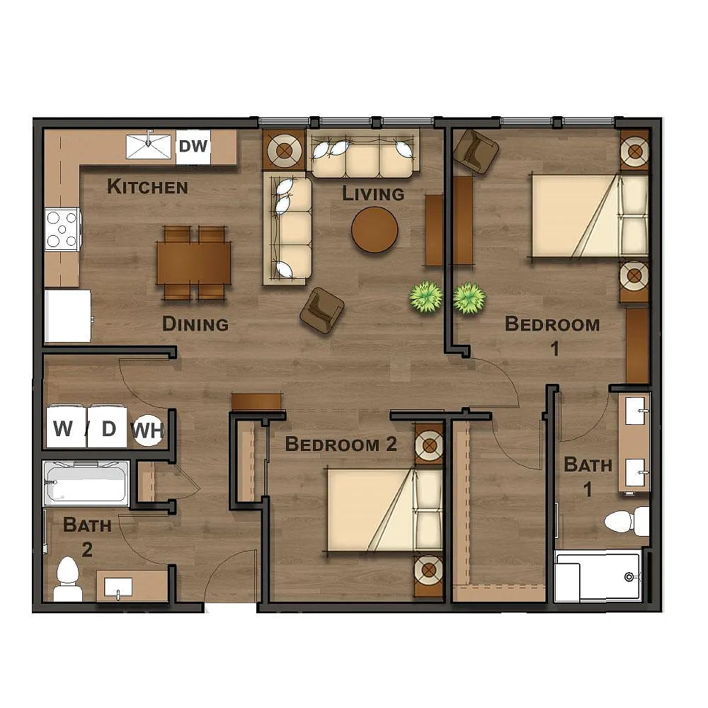 Floor plan 2 Bedroom 2 Bathroom