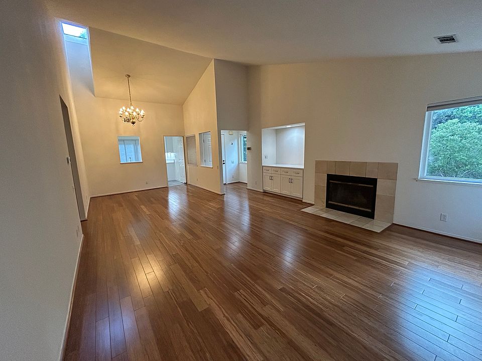 Living room with vaulted ceiling