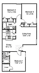 Floor plan 3 Bedroom 2 bathroom