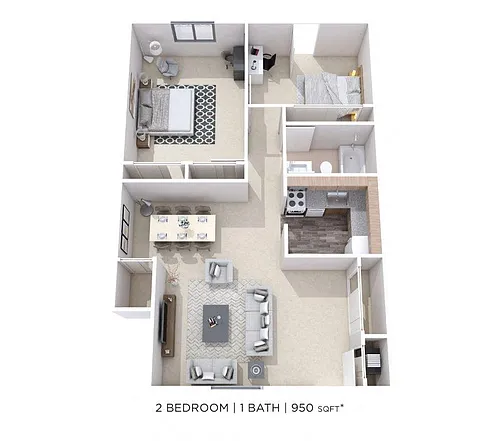 Floor plan Two Bedroom - 950 sqft
