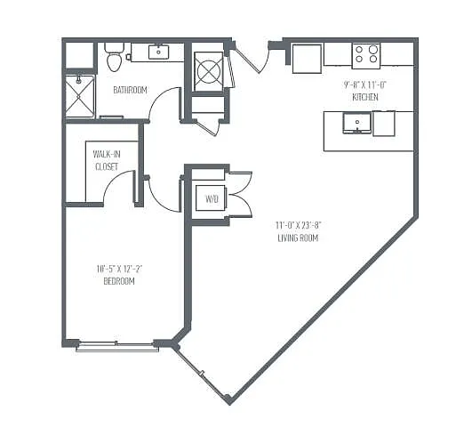 Floor plan B3 - One Bedroom