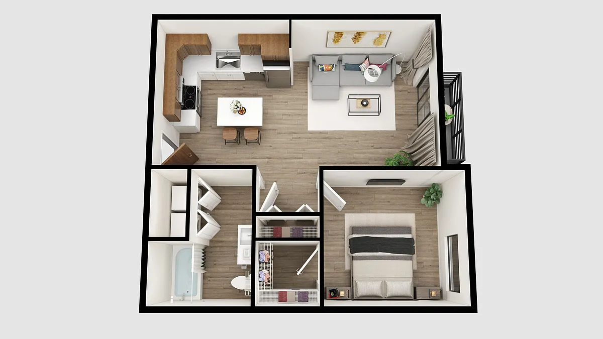 Floor plan 1 Bedroom 1 Bathroom L
