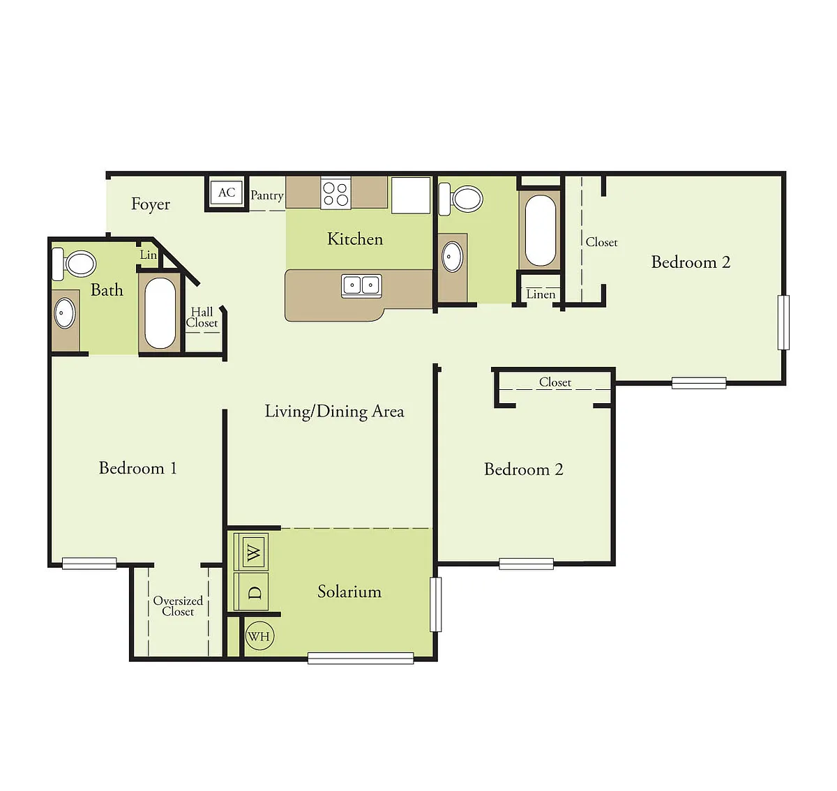 Floor plan 3 Bedroom 2 Bath 60%