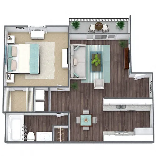 Floor plan A1: 1 Bed 1 Bath