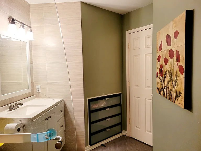 3rd bathroom with built in 3 drawer for storage. newly renovated