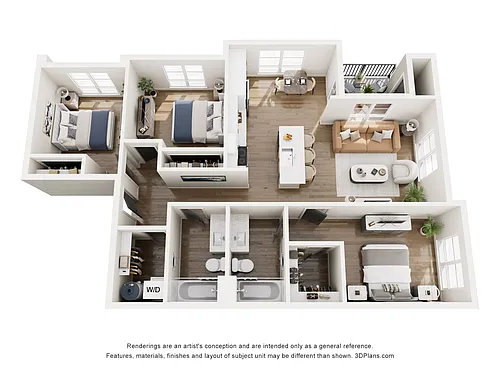 Floor plan Three-Bedroom 3A-1