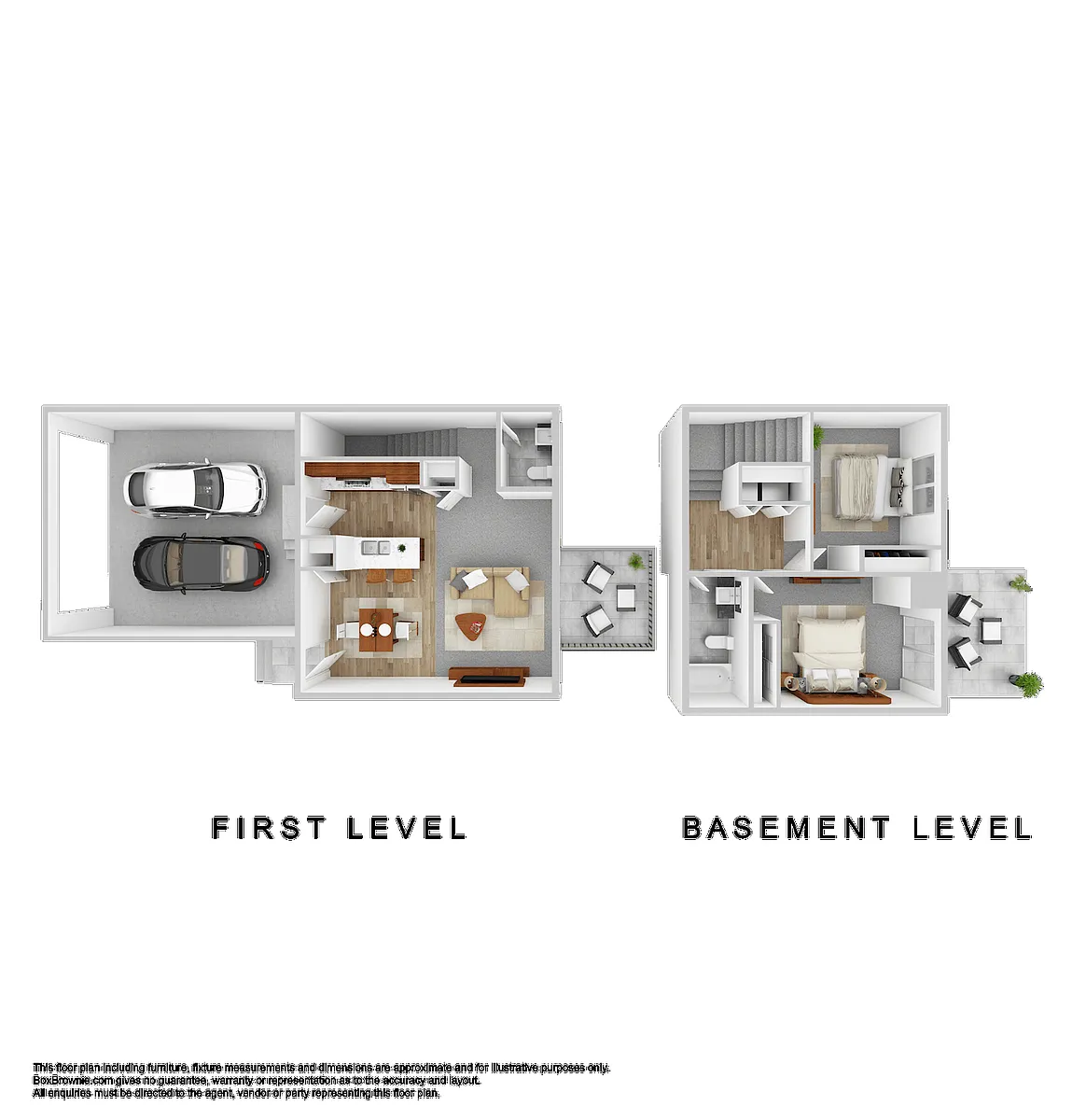 Floor plan Townhome Style 2 Bedroom 1.5 Bathroom W/Garage - D