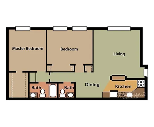 Floor plan 2 BR Large