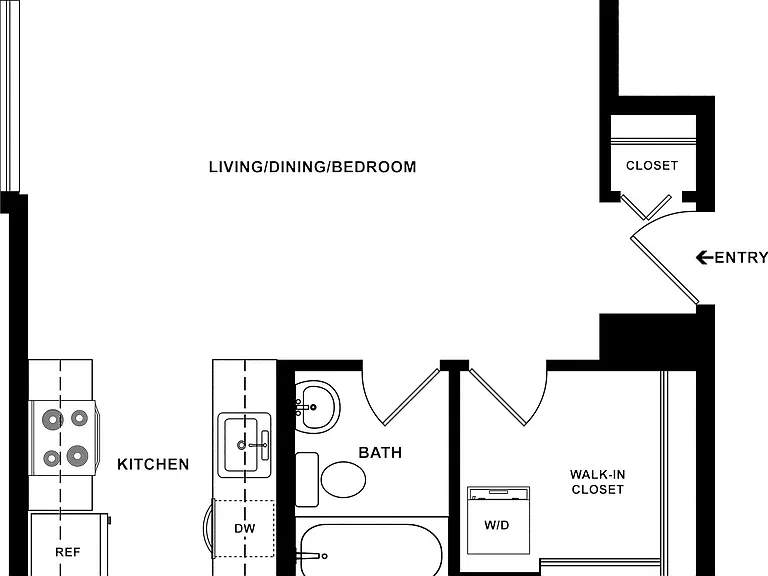Studio G - 475 sq ft, with walk-in closet